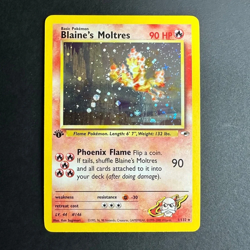 Pokemon TCG Blaine's Moltres 1st Edition Gym Heroes 001/132 Holo Rare NM